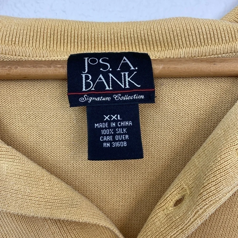 Jos. A Bank 100% Silk Golden Tan Collared knit sweater size XXL